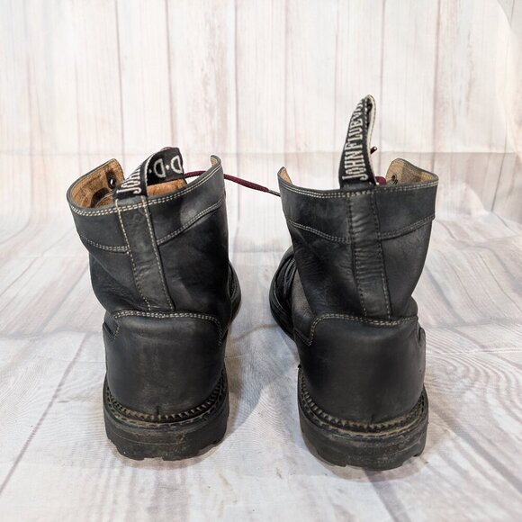 John Fluevog DFT Do-F'T Black Leather Combat Boots M12 - Picture 2 of 12